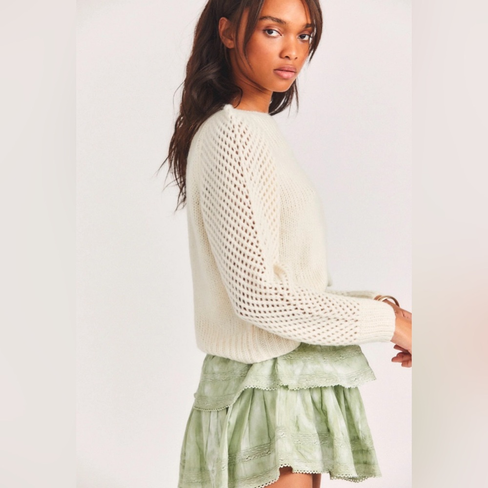 LoveShackFancy Rosie Heritage Pullover Sweater Alpaca Merino Wool Knit XS Snow - Picture 9 of 9